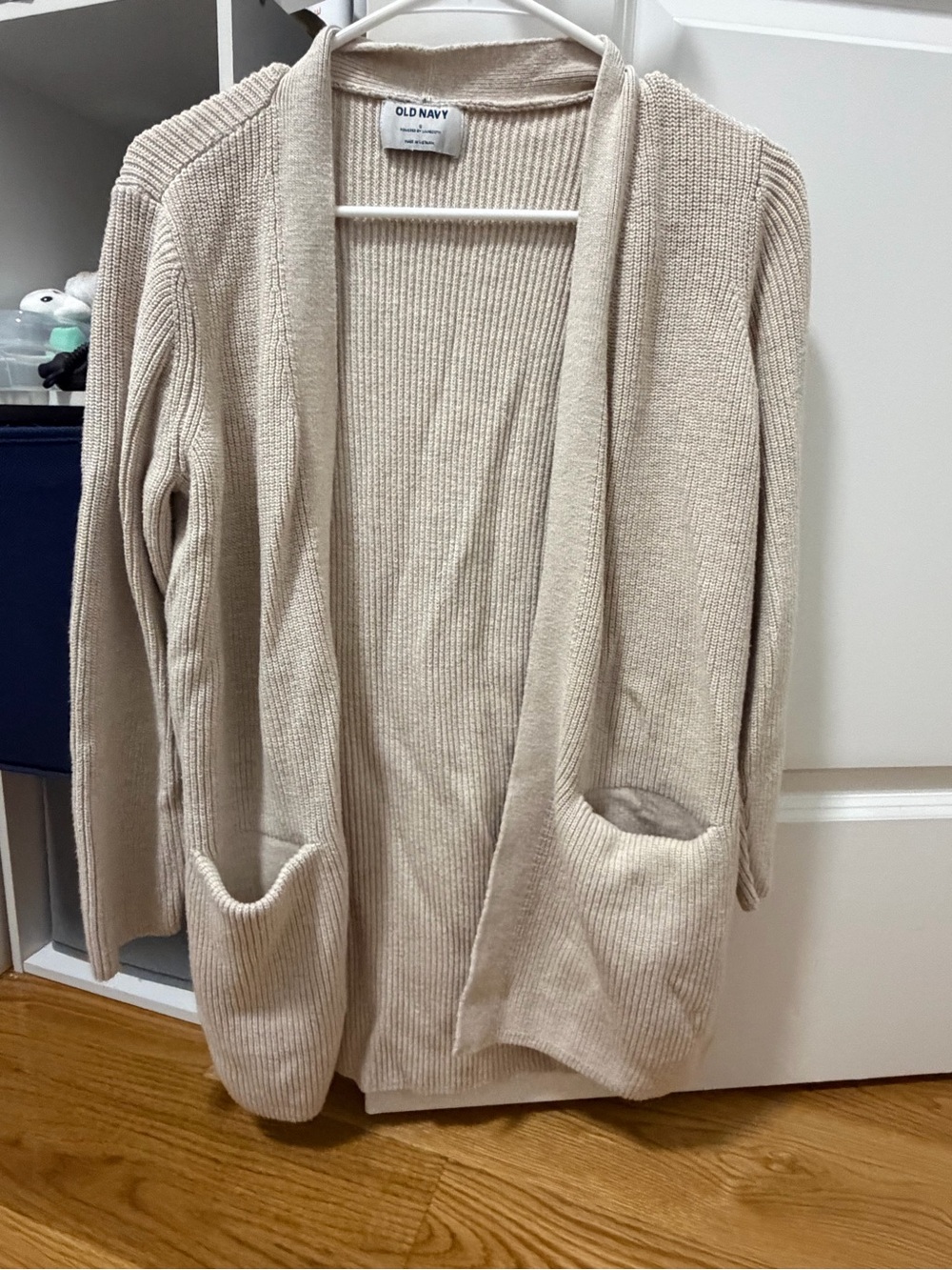 Old Navy Beige Open-Front Ribbed Cardigan